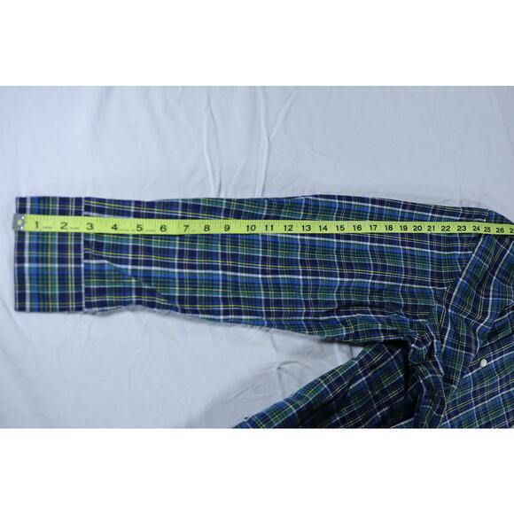 Chaps Plaid Button Down Shirt Men’s Medium Blue Green Long Sleeve - Picture 3 of 9